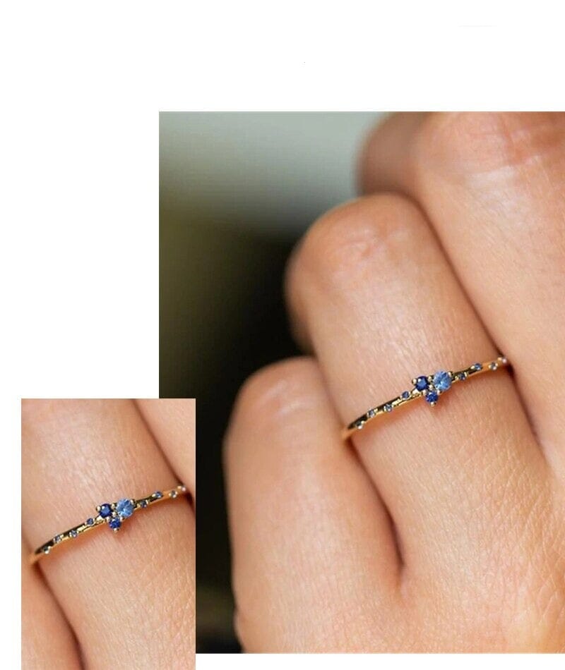 Trendy Fashion Dazzling Sapphire CZ Stone Ring - S925 Sterling SilverRing