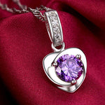 Amethyst Silver Heart PendantNecklace