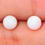 White Fire Opal Yellow Gold Stud Earrings - 925 Sterling SilverEarrings