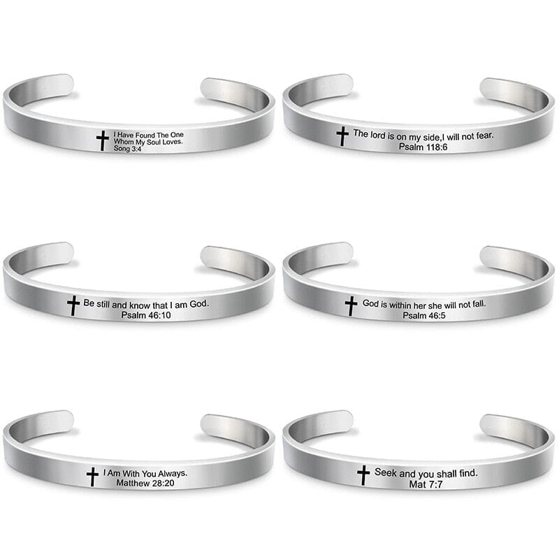 Bible Verse Stainless Steel WWJD Cuff Bracelet BangleBracelet