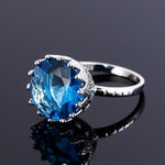 Blue Sapphire Crown Ring - 925 Sterling SilverRing