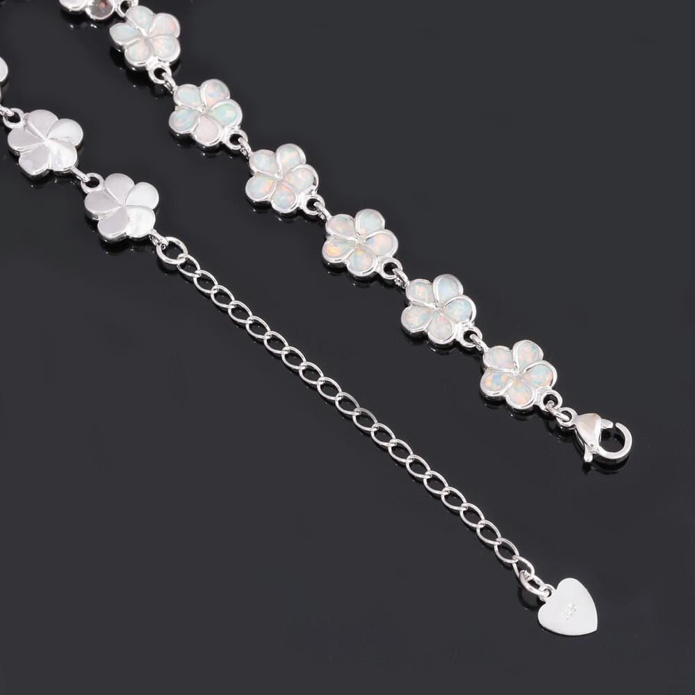 Floral White & Blue Fire Opal BraceletBracelet