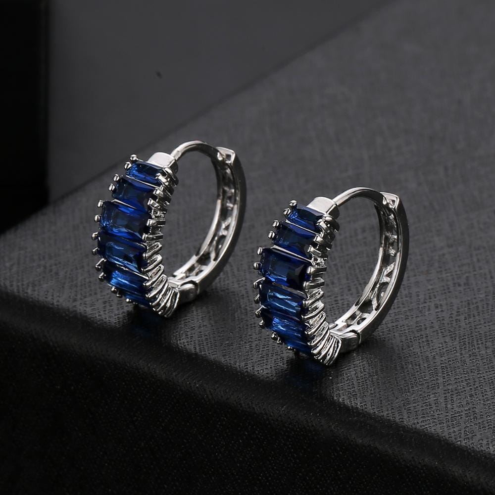 Delicate White Topaz and Sapphire Hoop EarringsEarrings