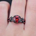 Flower Ruby Black Gold RingRing