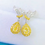 Water Drop Shaped Yellow Stone Citrine Earrings - 925 Sterling SilverEarrings