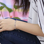 Delicate Heart Chain Amethyst Bracelet - 925 Sterling SilverBracelet