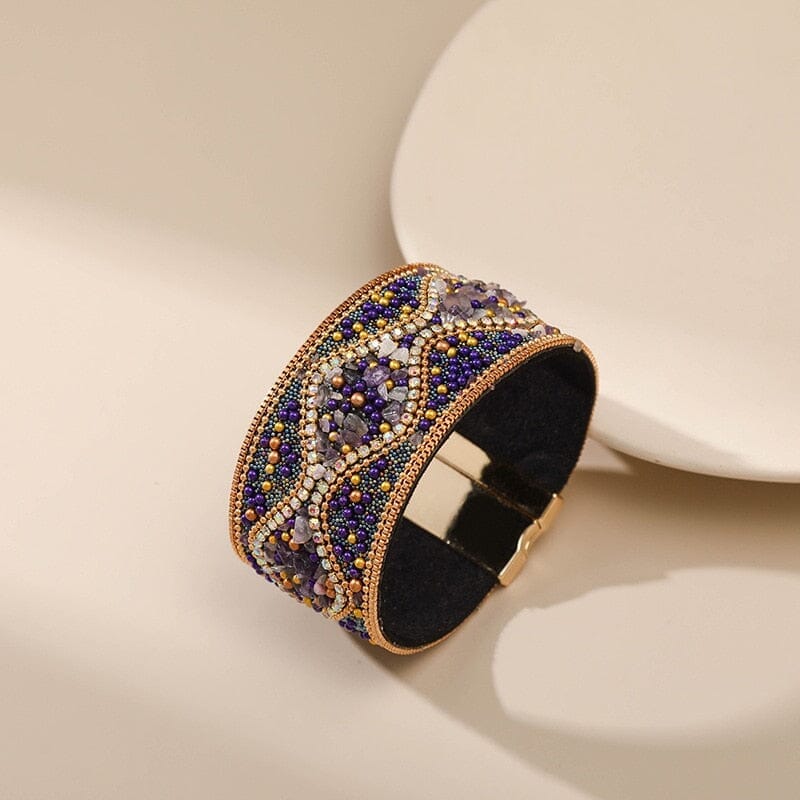 Bohemian Retro Punk Style Full Rhinestone Handmade Bracelet CuffBracelet