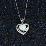 Heart White Fire Opal Silver NecklaceNecklace