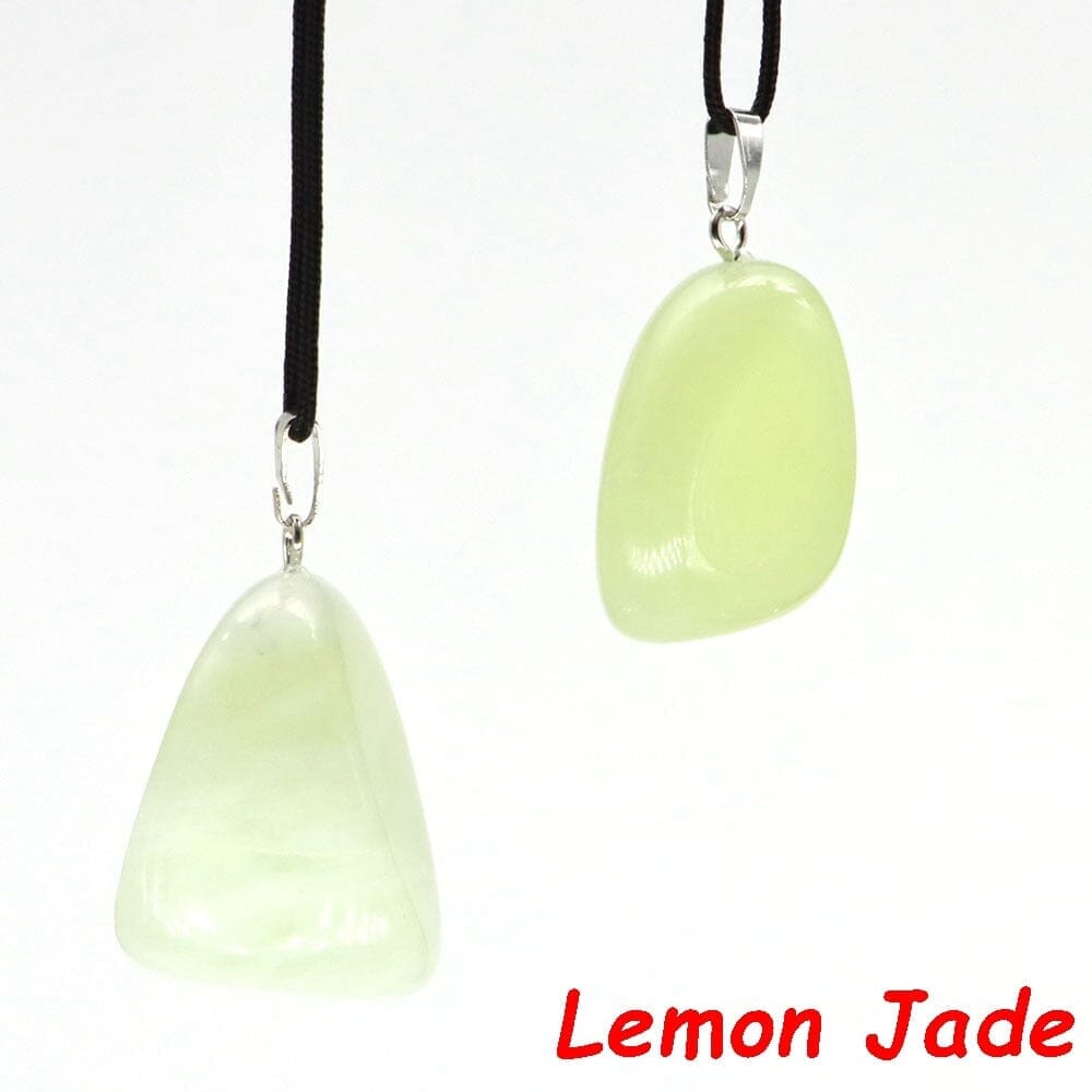 Aventurine and Other Stones Natural Crystal Irregular Tumbled Stone Reiki Rope NecklaceNecklaceLemon Jade