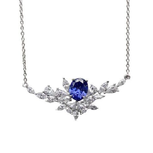Leaf Sapphire Necklace - 925 Sterling SilverNecklace