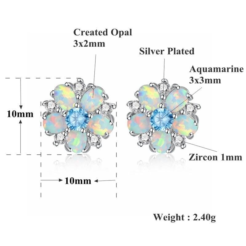 White Fire Opal Stud EarringsEarrings