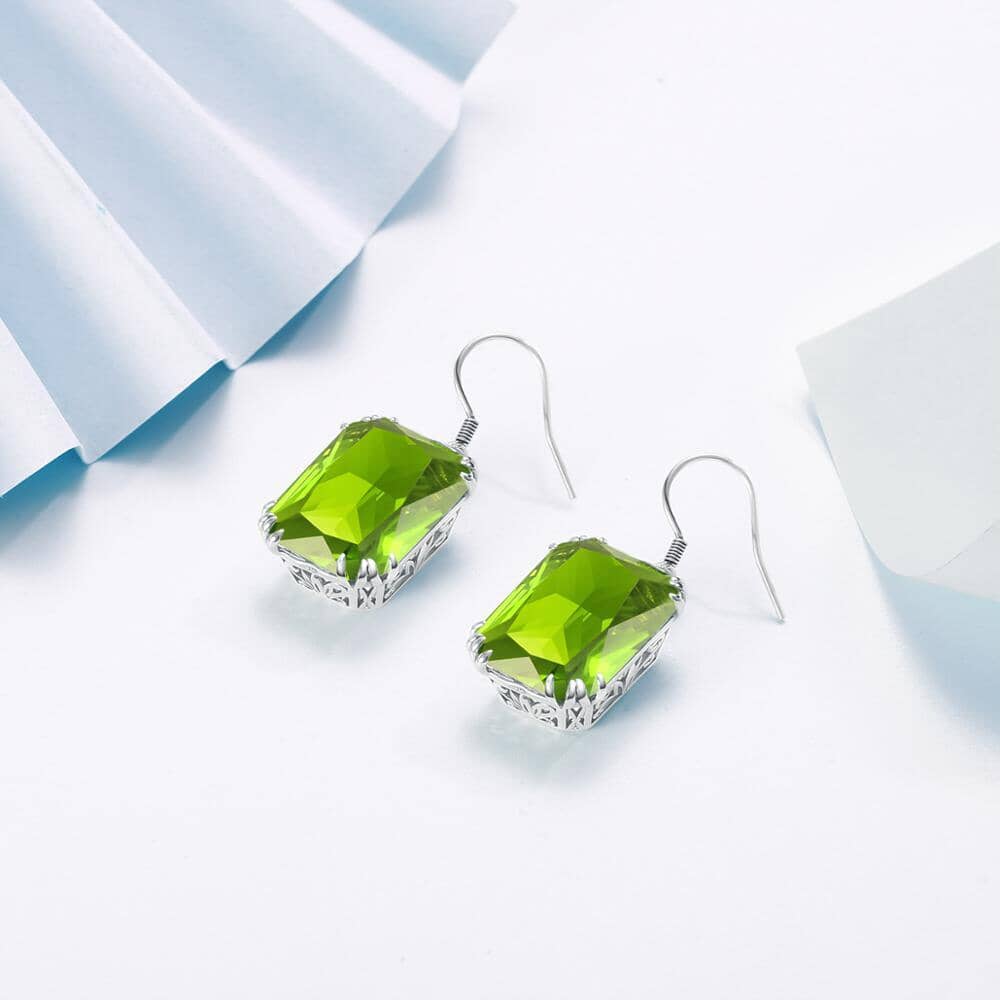 Natural Peridot Long 925 Sterling Silver EarringsEarrings