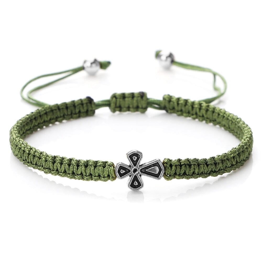 WWJD Cross Adjustable Handmade Knots BraceletBraceletgreen rope