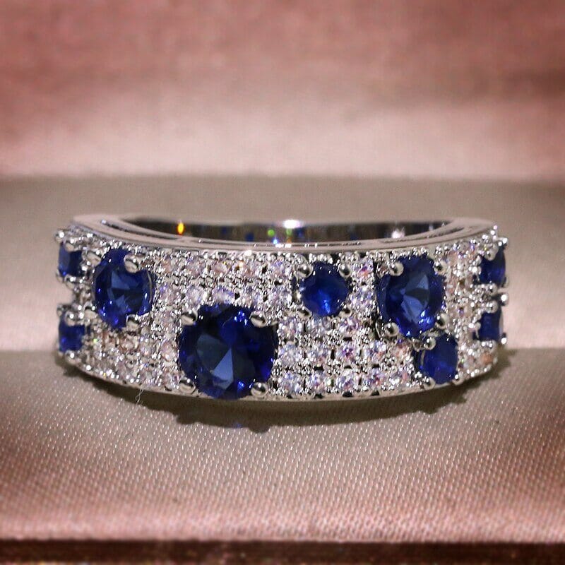 Gorgeous Sparkling Blue Nano CZ Sapphire Ring - S925 SilverRing