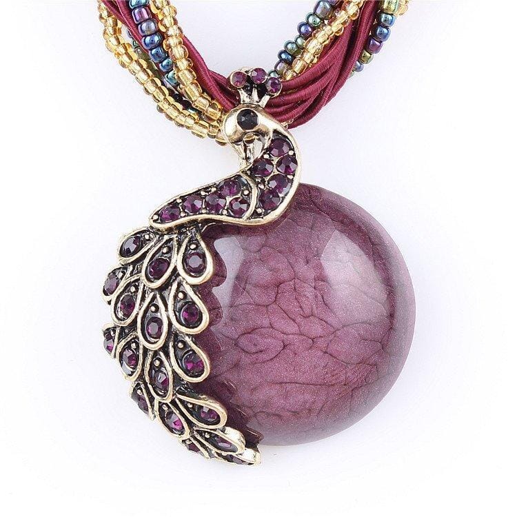 Peacock Turquoise NecklaceNecklacePurple