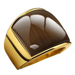 Stainless Steel & 18K Yellow Gold Plated Opal RingRing