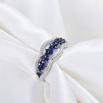 Blue Sapphire Sparkling Zircon Ring - 925 Sterling SilverRing
