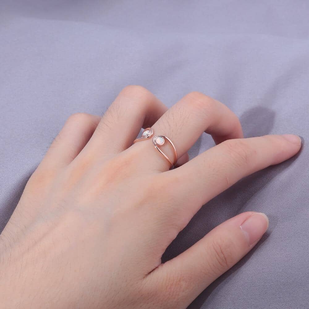 Minimalist White Fire Opal Adjustable RingRing