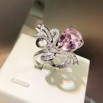New Fashion Pink Sapphire Bow Adjustable RingRing