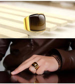 Stainless Steel & 18K Yellow Gold Plated Opal RingRing