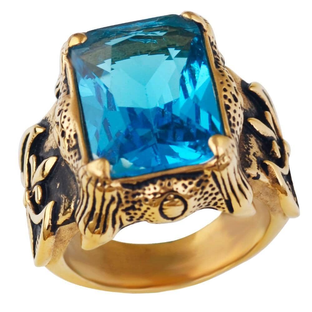 Aquamarine Gold Vintage Men RingRing