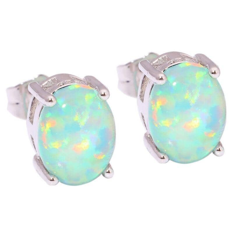 Green Fire Opal Geometric Stud EarringsEarrings