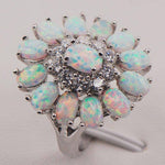 White Fire Opal Flower Sterling Silver RingRing