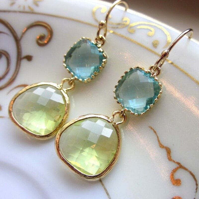 Classic Simple Gold Color Peridot Drop EarringsEarrings