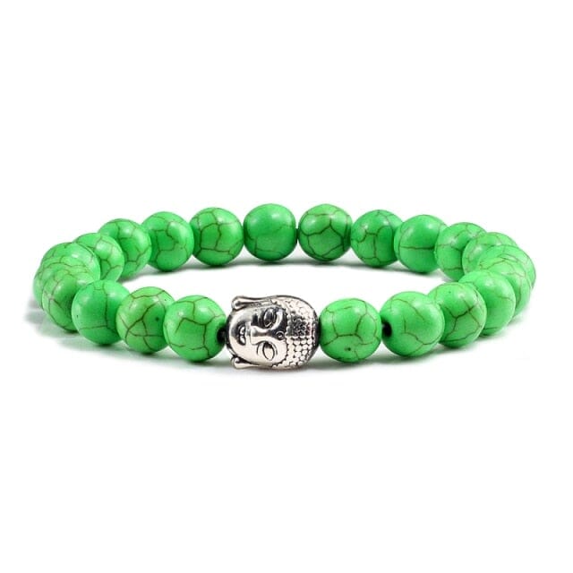 Men Buddha Natural Stone Bead BraceletsBraceletGreen