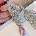 Original Elegant Leaf Fashion Zircon Pink Sapphire Earrings - 925 Sterling SilverEarrings
