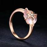 Rose Quartz Heart Ring - 925 Sterling SilverRing