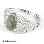 Coffee Onyx Labradorite Oval Gemstone Open BangleBraceletLabradorite