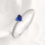 Heart-Shaped Sapphire Diamond Ring - S925 Sterling SilverRing