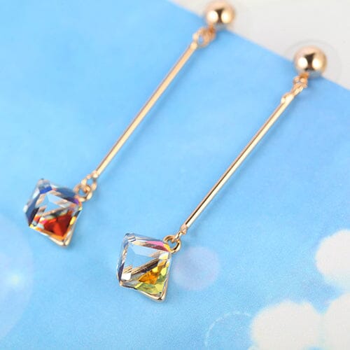 Lovely Fashion Square Color Crystal Dangle EarringsEarrings