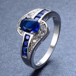 Blue Sapphire Stone Ring - White GoldRing