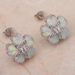 Flower White Fire Opal Stud EarringsEarrings