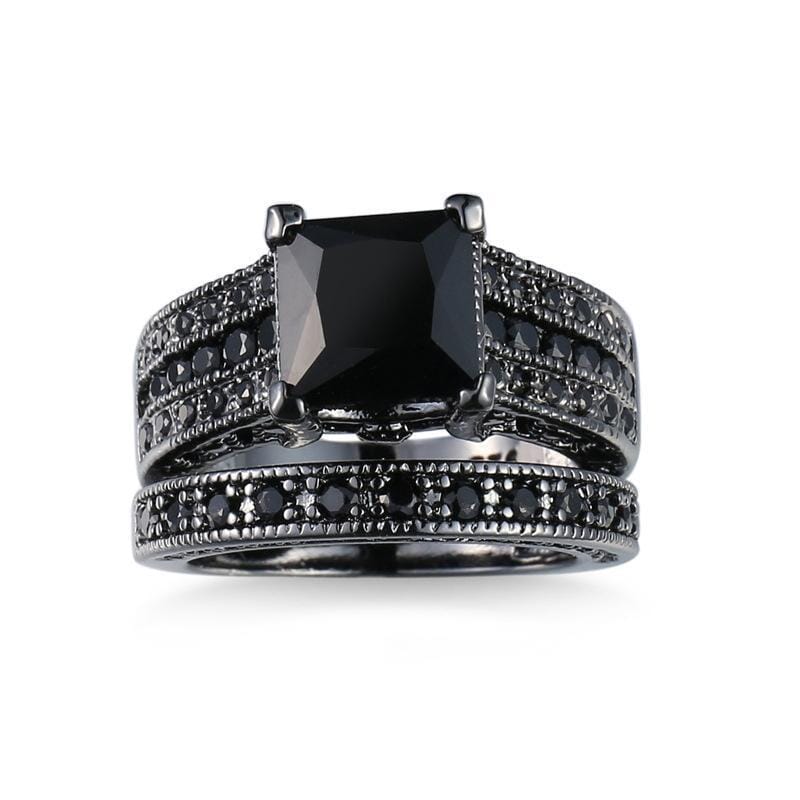 Black Onyx Square Black Gold RingRing