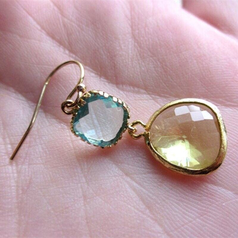 Classic Simple Gold Color Peridot Drop EarringsEarrings