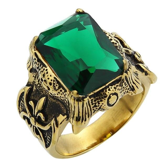 Gold Vintage Men RingRing7Green