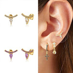 Ear Needle Stud Earrings - 925 Sterling SilverEarrings