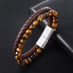 Yellow Tiger Eye in Genuine Leather BraceletBracelet