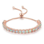 Fire Opal Silver Plated Tennis Bracelet for Women - ResizeableBraceletWhite Fire Opal - Rose Gold