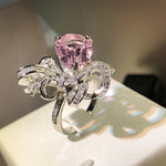 New Fashion Pink Sapphire Bow Adjustable RingRing