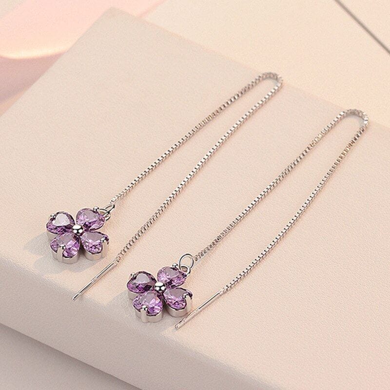 Exquisite Jade Clover Long Tassel Earrings - 925 Sterling SilverEarrings4