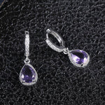 Water Drop Shaped Amethyst Earrings - 925 Sterling SilverEarrings