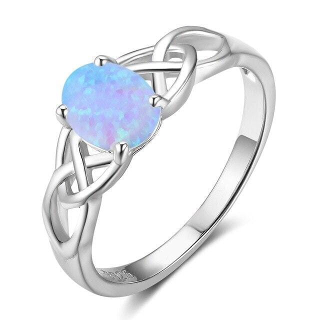 925 Sterling Silver Milky Opal RingRing7Blue