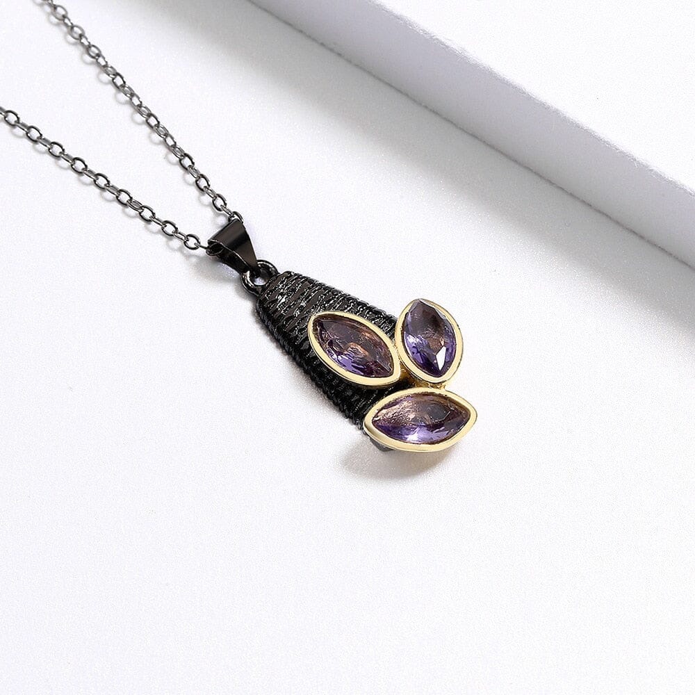 Leaf Purple Amethyst NecklaceNecklace