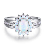 White Fire Opal Australian Flower RingRing