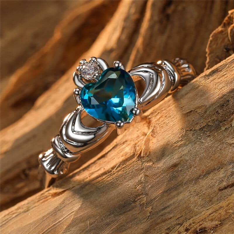 Heart Aquamarine and Crystal RingRing