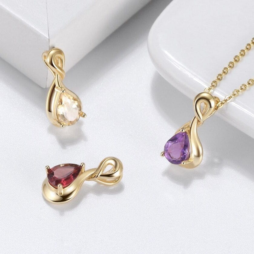 7mm Amethyst Citrine Garnet Necklace - 925 Sterling SilverNecklace